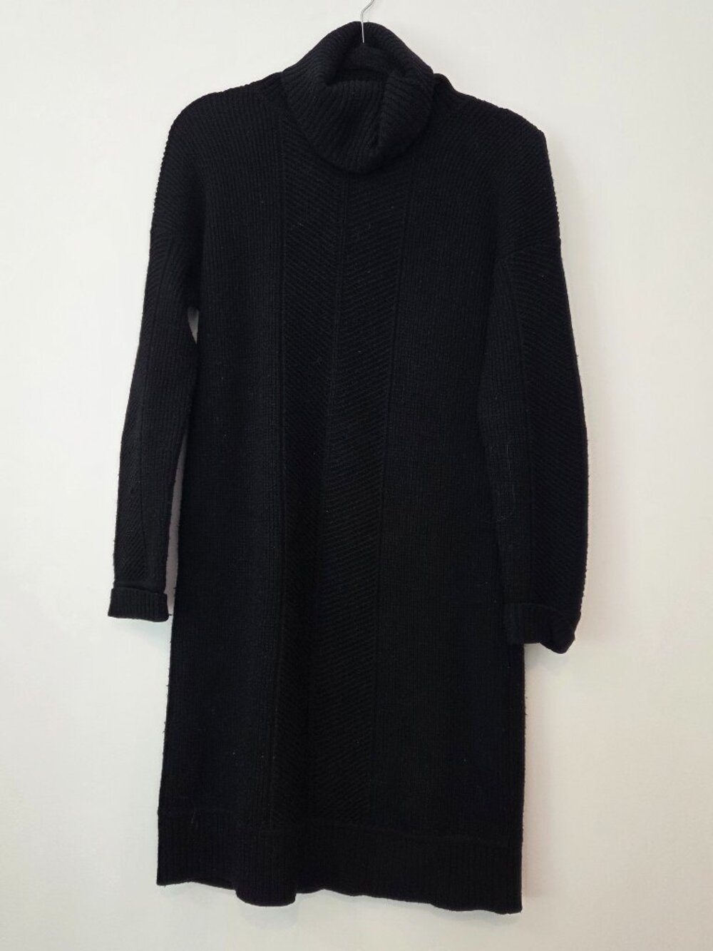 Athleta Black Turtleneck Sweater Dress Wool Cashmere S